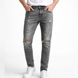 Men’s AE AirFlex+ Ripped Distressed Skinny Jeans Size 31L x 32W American Eagle